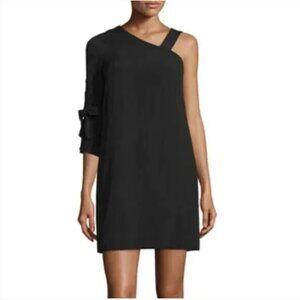 See By Chloé Black One Shoulder Asymmetrical 3/4 Sleeve Shift Dress